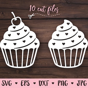 Cupcake SVG File di taglio cupcake Compleanno Dolce Panetteria tagliabile Amore cupcake File di taglio dessert Silhouette Cricut Vinile Dolci di San Valentino