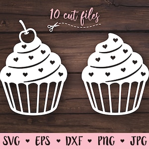 Cupcake SVG Cupcake cutting file Birthday Sweet Bakery cuttable Love cupcake Dessert cut file Silhouette Cricut Vinyl Valentine's day sweets