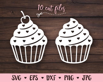 Cupcake SVG Cupcake cutting file Birthday Sweet Bakery cuttable Love cupcake Dessert cut file Silhouette Cricut Vinyl Valentine's day sweets