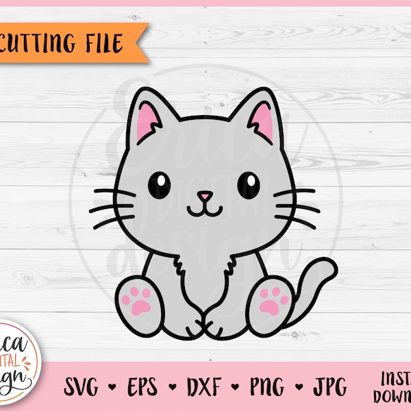 Baby Cat Layered SVG cut file for Cricut Silhouette Kawaii Cat Clipart PNG Kitty Toddler Boy Girl Shirt Baby Bodysuit Nursery Iron on Vinyl