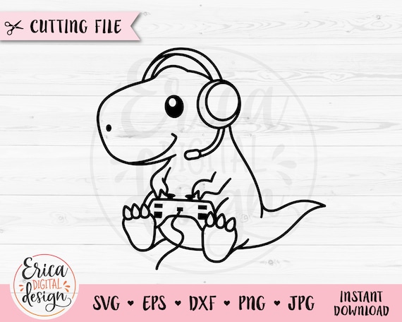 Dinosaur gamer which play game Royalty Free Vector Image