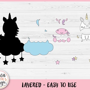 Baby Unicorn Layered SVG Cut File for Cricut Silhouette Cute Unicorn on ...