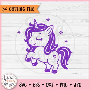 Baby Einhorn SVG Süße Einhorn Schnittdatei für Cricut Silhouette Kawaii Einhorn Party Baby Mädchen Body Kinderzimmer Eisen auf Vinyl Lasergravur