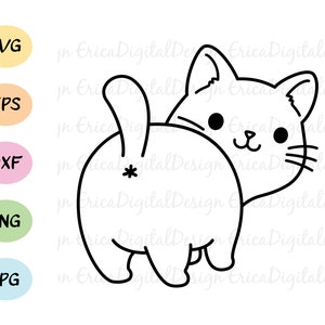 11 Funny Cats Showing Their Butts, Svg, Png 