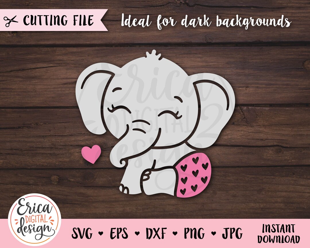 Baby Elephant Girl SVG Cut File Cute Elephant Diaper Baby Shower Girl ...