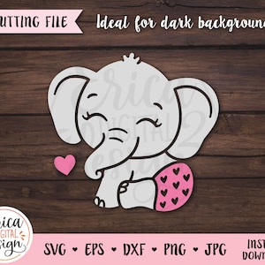 Bebê elefante menina svg arquivo de corte bonito elefante fralda chá de bebê menina camisa bodysuit doce animal criança criança silhueta cricut vinil decalque