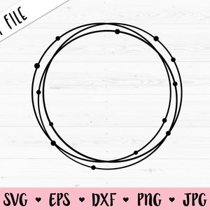 Circle Frame SVG Krabbel Ronde Stippen Monogram Frame gesneden bestand Wedding Engagement Valentine Boho Chic Silhouet Cricut Vinyl Kids Baby Girl