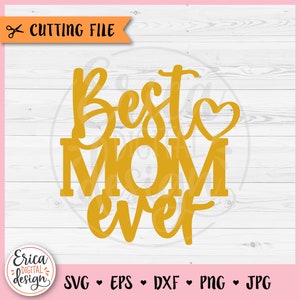 Mejor mamá Cake Topper SVG archivo cortado Cricut Silueta Feliz Día de la Madre Cupcake Topper Mamá Primera Madre Día Decoración Grabado Láser Glowforge