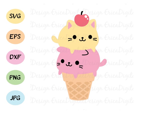 Cute Sweet Ice Cream SVG PNG Digital File Clipart Instant Download Cut File  for Cricut and Silhouette Full Stencil Sublimation Graphics