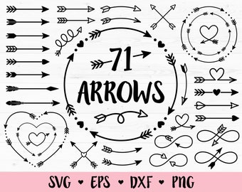 Arrow SVG cut file Bundle Arrow clipart Crossed Arrows Monogram frame Boho Tribal arrows with heart Valentine Love Silhouette Cricut Vinyl
