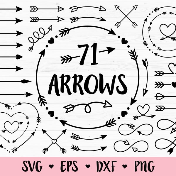 Arrow SVG cut file Bundle Arrow clipart Crossed Arrows Monogram frame Boho Tribal arrows with heart Valentine Love Silhouette Cricut Vinyl