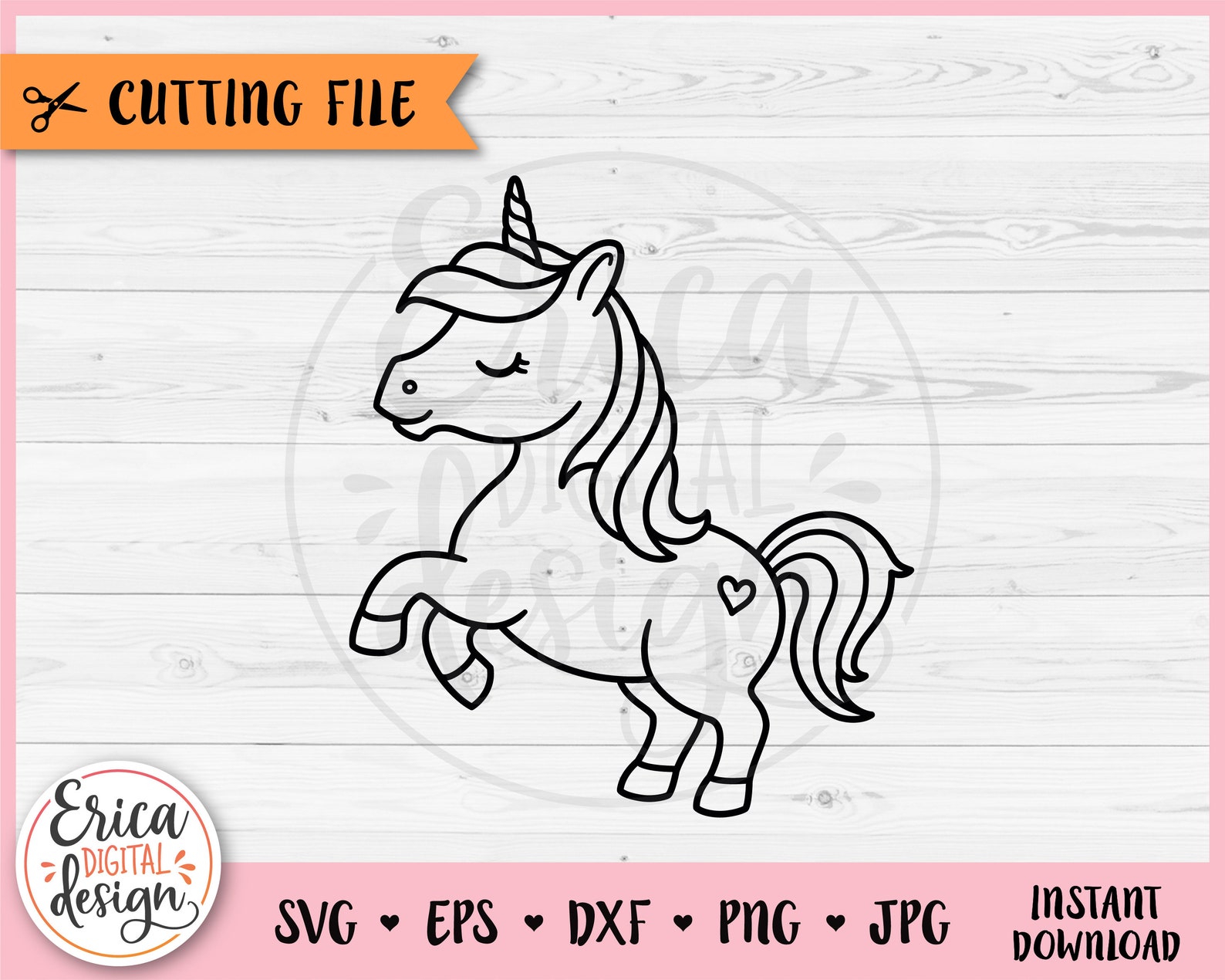 Baby Unicorn Outline SVG Cut File for Cricut Silhouette Magical Cute ...