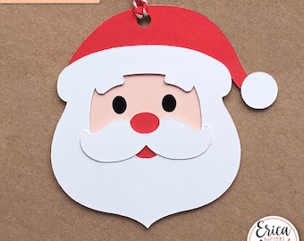 Weihnachtsmann Gesicht Geschenkanhänger SVG Weihnachten Schnittdatei Cricut Silhouette Weihnachtsmann Kopf Weihnachten Karton Papierhandwerk Urlaub Verzierung Weihnachten Namensschild