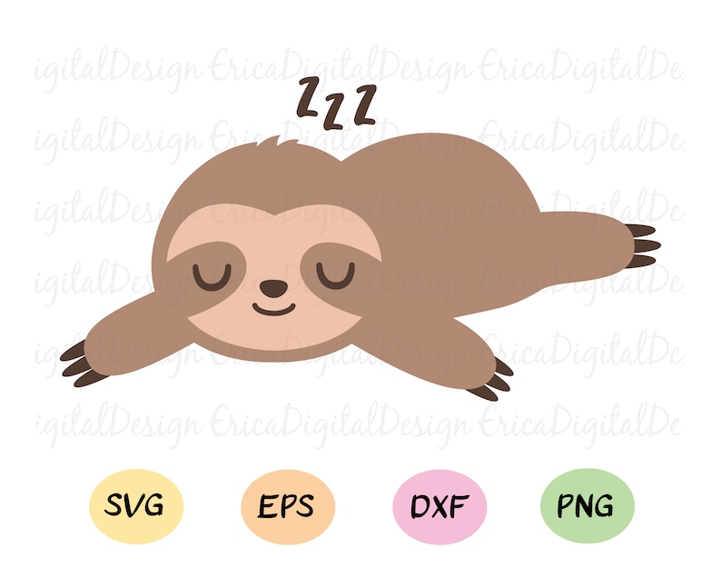 Sleeping Sloth SVG Kawaii Baby Sloth Cut File Funny Lazy Sloth - Etsy