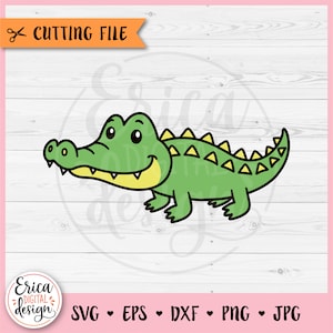 File di taglio alligatore SVG Baby coccodrillo per Cricut Silhouette Gator Safari Jungle Baby Shower Zoo Animal Kids Baby Shirt Ferro su vinile Laser