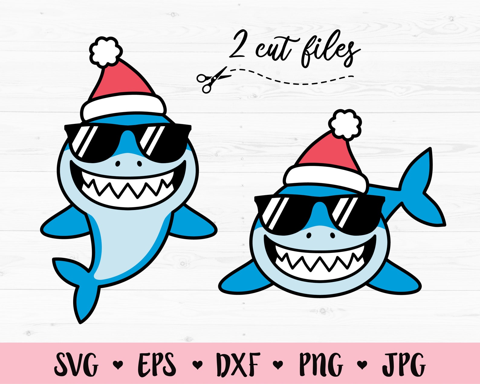 Download Christmas Shark SVG Shark with Santa Hat cut file Boy Kids ...