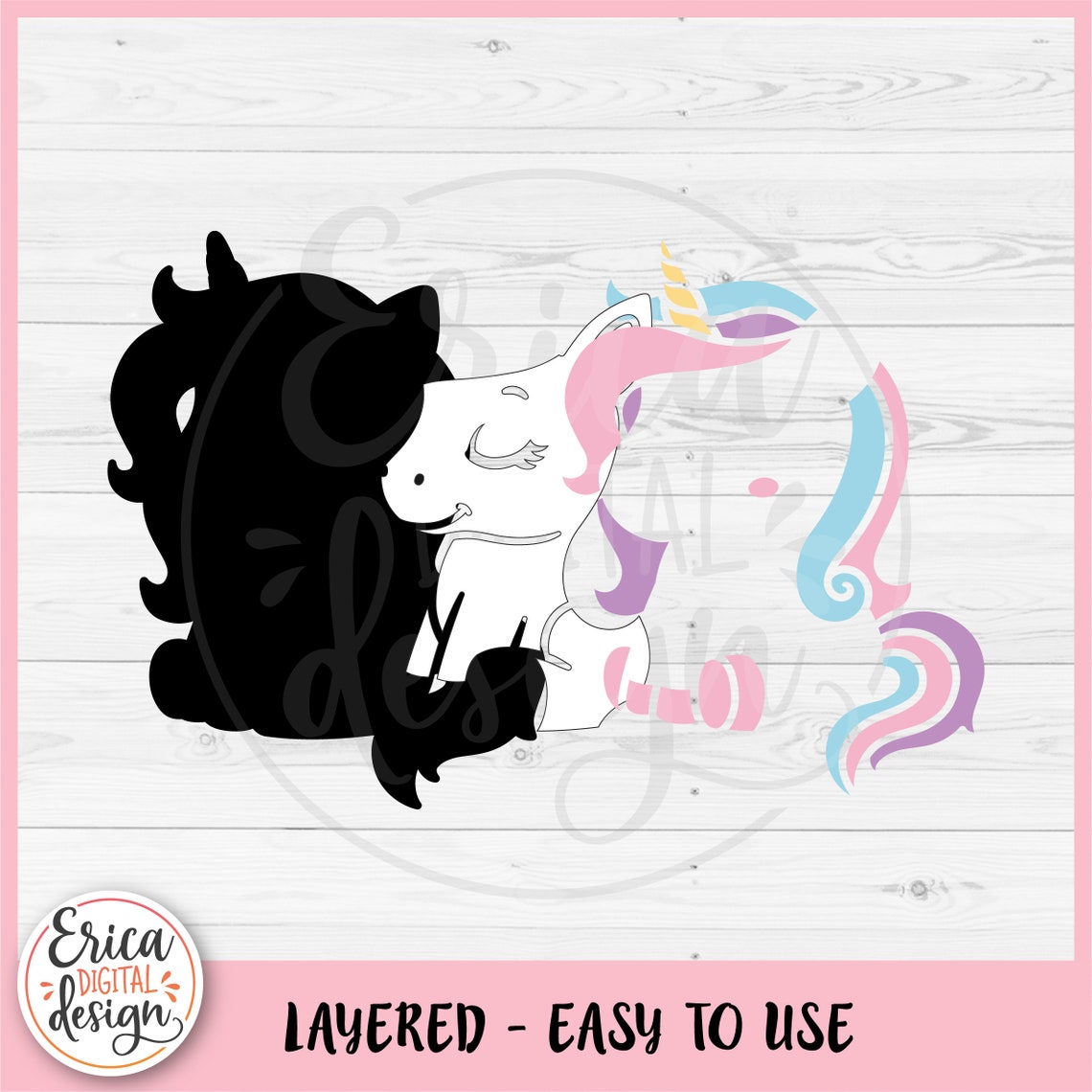 Unicorn Layered SVG Cute Baby Unicorn Cut File Cricut Silhouette Kawaii ...