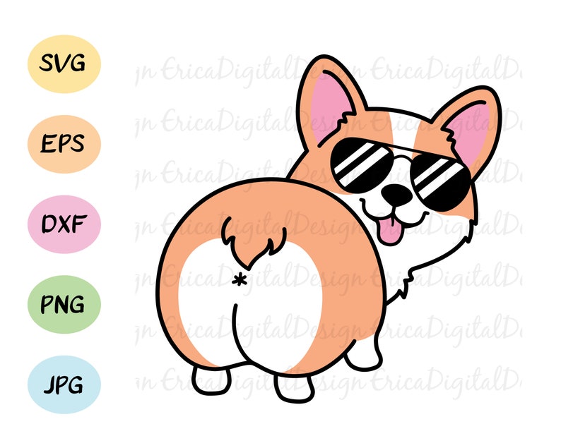 Download Art Collectibles Clip Art Corgi Butt Svg Corgi With Sunglasses Layered Cut File Funny Cool Corgi Dog Cutting File Pembroke Welsh Corgi Silhouette Cricut T Shirt Vinyl