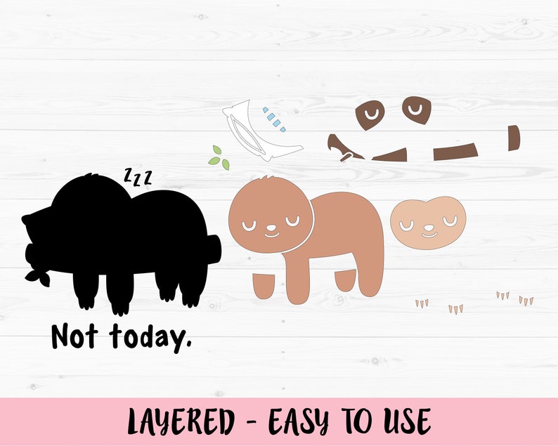 Download Sleeping Sloth Svg Cute Baby Sloth Cut File Not Today Funny Lazy Hanging Sloth Vector Clipart Kids Shirt Adult Humor Silhouette Cricut Vinyl Clip Art Art Collectibles