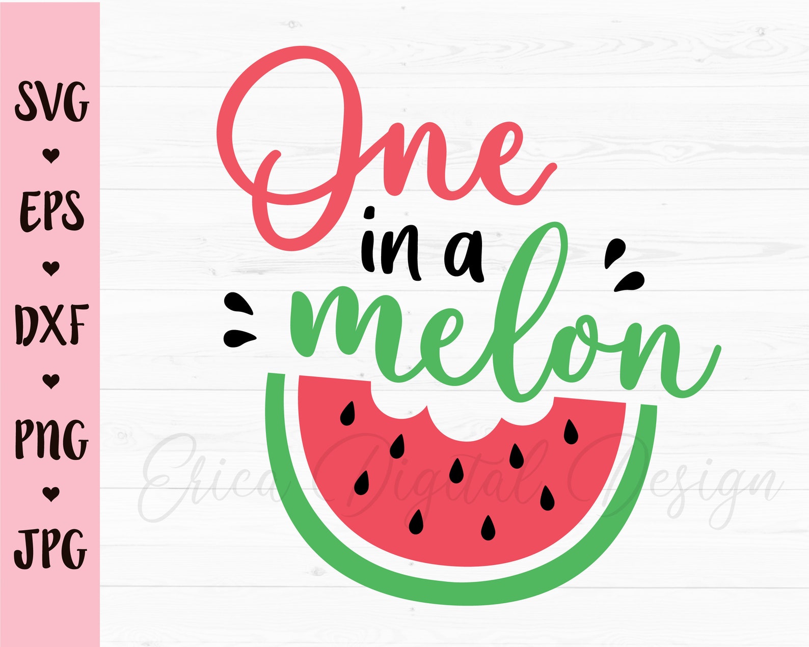 One in a Melon SVG 1st First Birthday Cutting File Funny Watermelon Cut ...