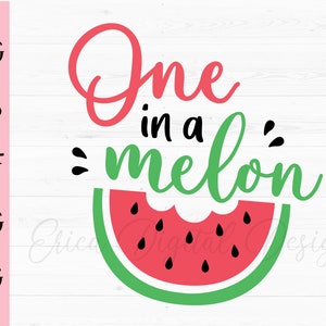En i en melon SVG 1:a första födelsedag klippfil rolig vattenmelon klippfil sommar strand frukt silhuett Cricut vinyl stryk på bodysuit