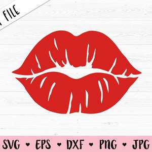Kuss SVG Lippen Druck geschnitten Datei Lippenstift Marke Weiblich Rot Lippen Mund Kissy Lips Liebe Sexy Attraktive Gesichtsmaske Silhouette Cricut Vinyl Decal