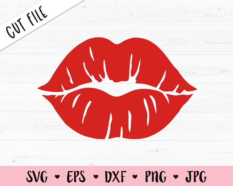 Download Kiss SVG Lips print cut file Lipstick mark Femal Red Lips | Etsy