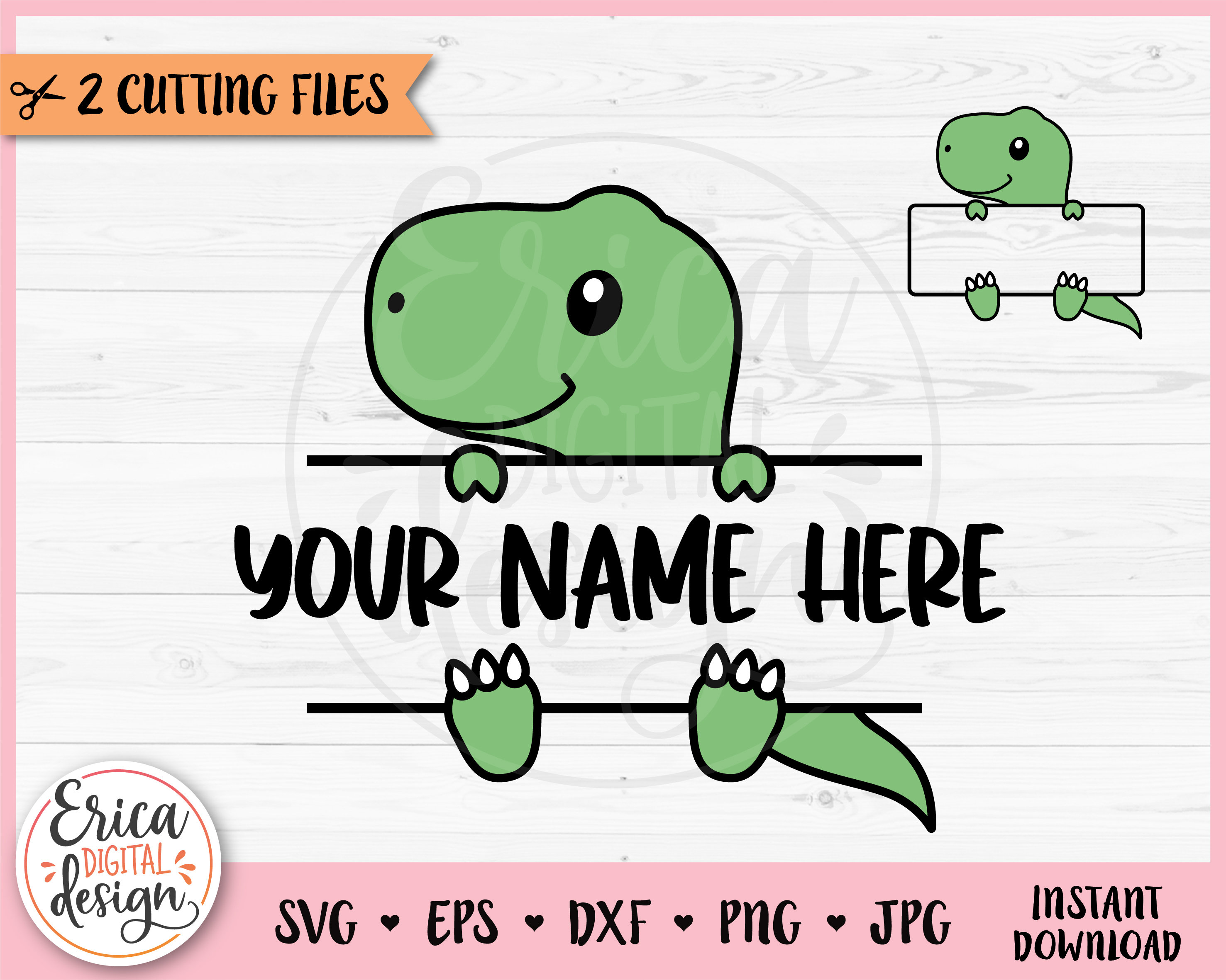T-Rex Name Frame cut file Cricut Silhouette Split Dino Trex Monogram Student Name Tag School Classroom Label Baby Dinosaur Iron on Vinyl