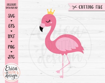 May include: Pink flamingo with a gold crown, standing on one leg. The flamingo has a closed eye and a small smile.