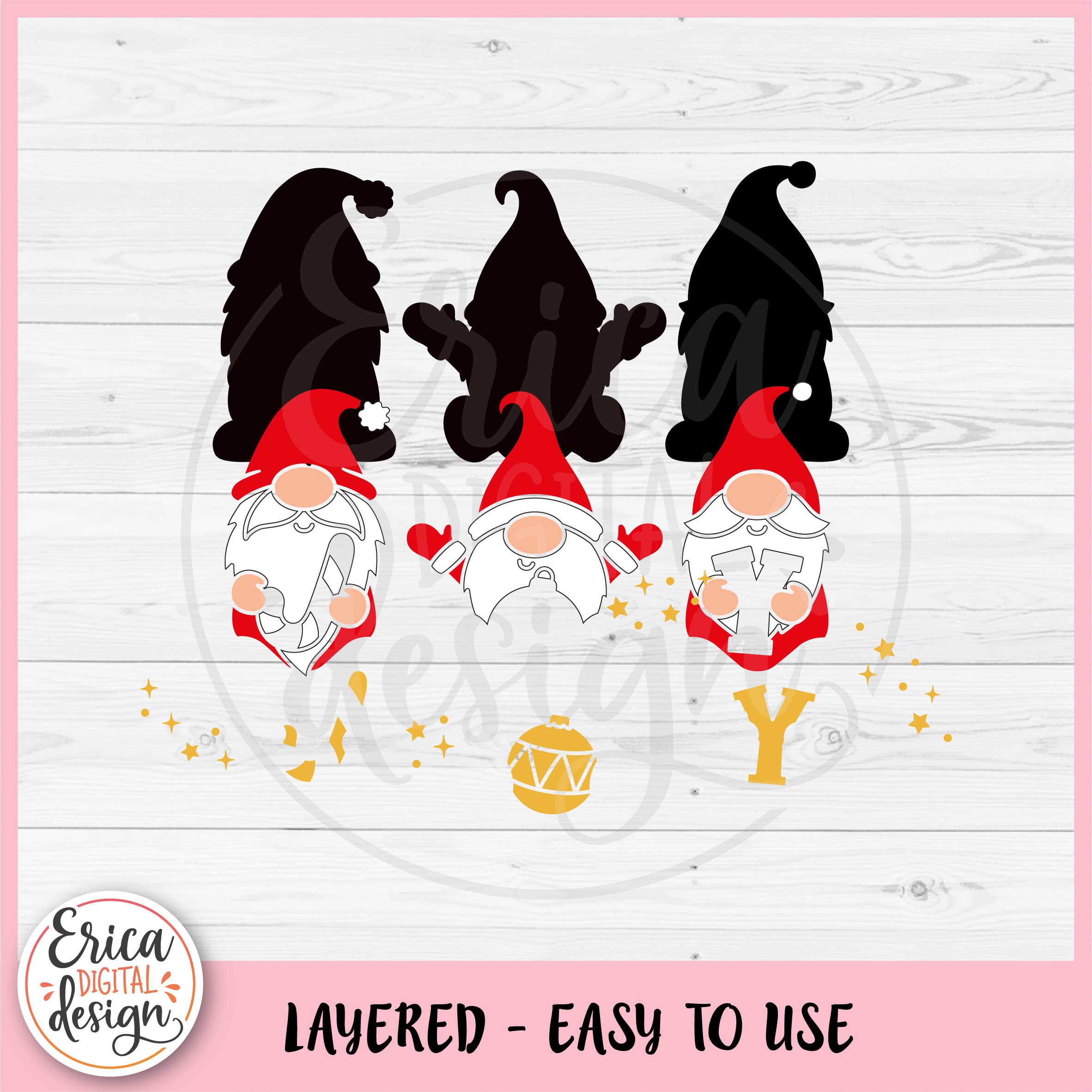 Gnomes SVG Christmas Gnomes Layered Cut File Cricut Silhouette ...