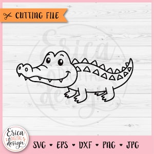Alligator SVG Baby Krokodil Umriss Schnittdatei für Cricut Silhouette Gator Safari Dschungel Baby Shower Zoo Tier Kinder Baby Shirt Eisen auf Vinyl