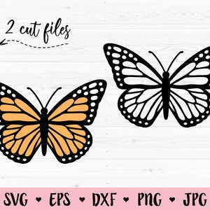 Borboleta SVG Monarca Arquivo de corte de borboleta Borboletas Contorno Bonito Lindo Inseto Liberdade Silhueta Cricut Decalque de vinil Camisa Máscara facial