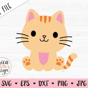 Baby Cat SVG cut file Cute orange cat Kawaii Kitty Baby Shower Boy Girl Shirt Toddler Bodysuit Nursery Silhouette Cricut Vinyl Sublimation