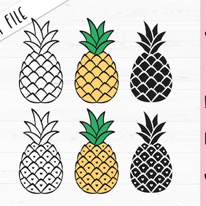 Ananas SVG Pineapple Bundle coupé fichier Plage Fruits tropicaux Été amour Ananas avec coeurs Silhouette Cricut Vinyl Iron on Shirt Kids