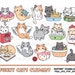 Funny cats clipart Cute cat clip art Kawaii kitten Kitty icons Pet illustrations Printable stickers Planner supplies Vector Commercial use 