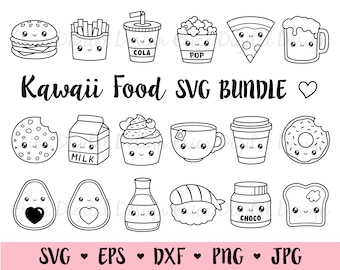 Kawaii food SVG Bundle Perfect Match cutting file Friendship Best Friend Love Valentine cut file Silhouette Cricut Vinyl Decal Stencil Shirt