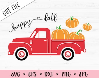 Herbst Pickup SVG Kürbisse Schnittdatei Herbst Halloween Erntedank Oktober Bauernhof Bauernhof Bauernhof Kürbis Aufnäher Silhouette Cricut Vinyl Shirt