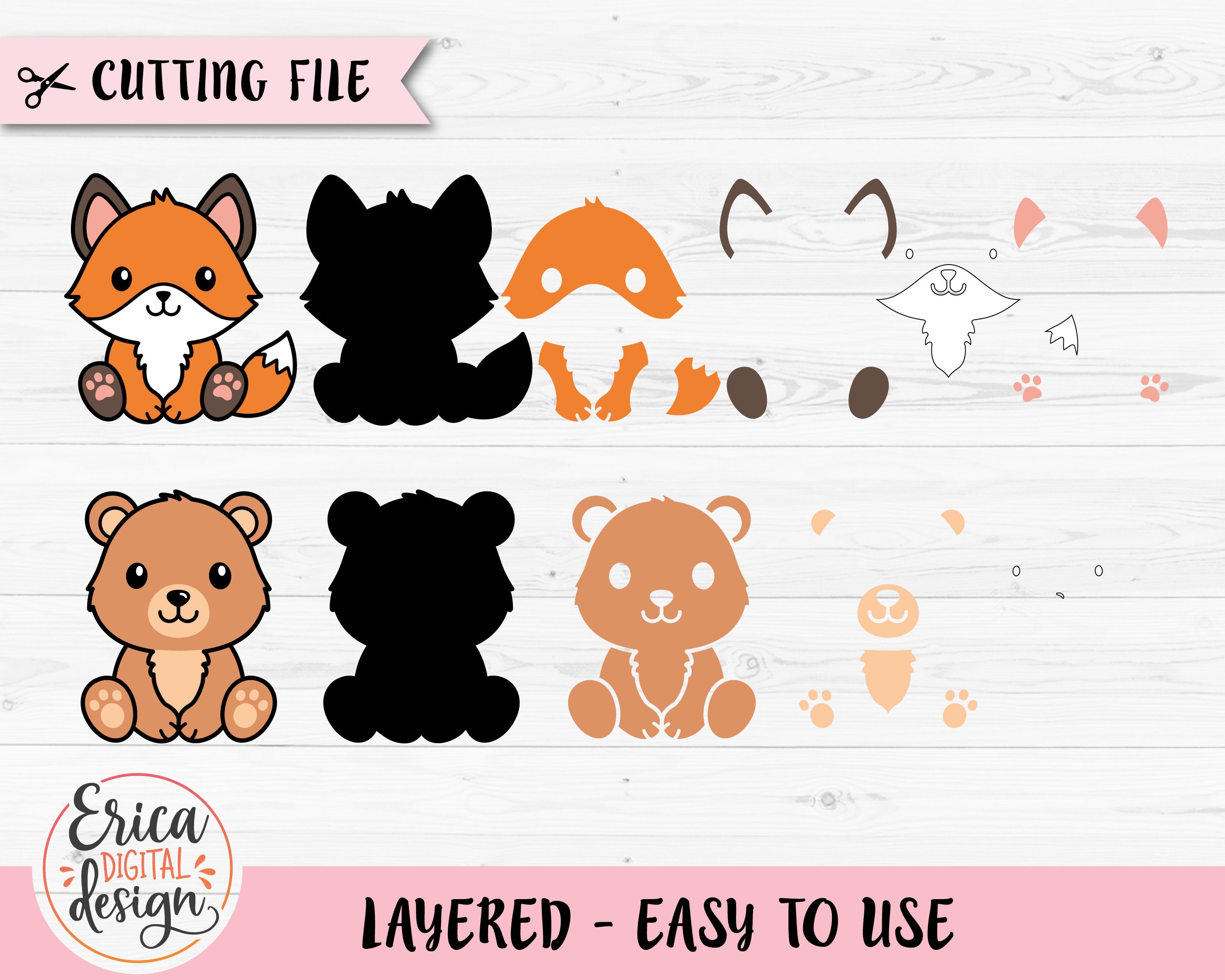 Woodland Animals Layered SVG Cut File Cricut Silhouette Forest - Etsy
