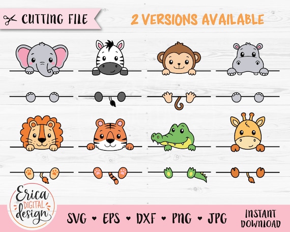 Safari Animal Name Frame SVG Cut File Cricut Silhouette Split Monogram Student Name Tag School Classroom Label Kids Baby Teacher Jungle Zoo Etsy Canada