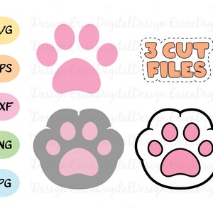 Patte d’impression SVG Chat chien patte-impression coupé fichier Kawaii animaux de compagnie pattes vecteur Animal paw cutting fichier Cat mom Dog lover Clipart Silhouette Cricut Vinyl