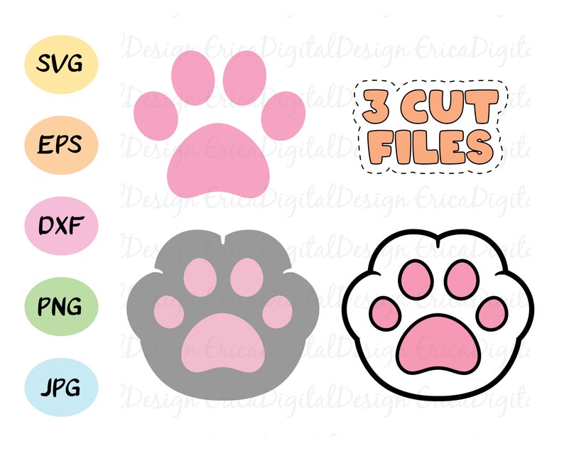 Download Paw print SVG Cat dog paw-print cut file Kawaii pet paws ...