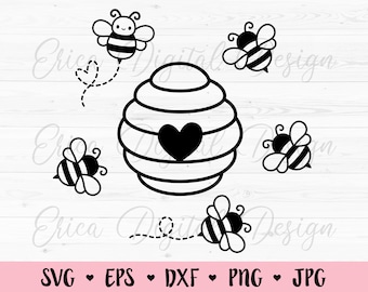 Bijenkorf SVG Bee svg gesneden bestand Schattige Hommel snijden bestand Zoete baby Bij honing bij Tumbler Silhouette Cricut SCAL Vinyl Sticker Stencil Shirt