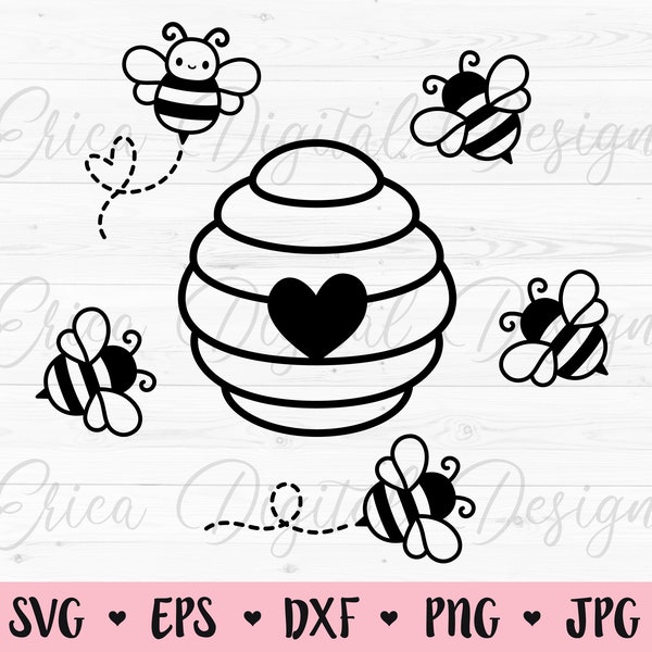 Beehive SVG Bee svg cut file Cute Bumble bee cutting file Sweet baby Bee Honey bee Tumbler Silhouette Cricut SCAL Vinyl Decal Stencil Shirt