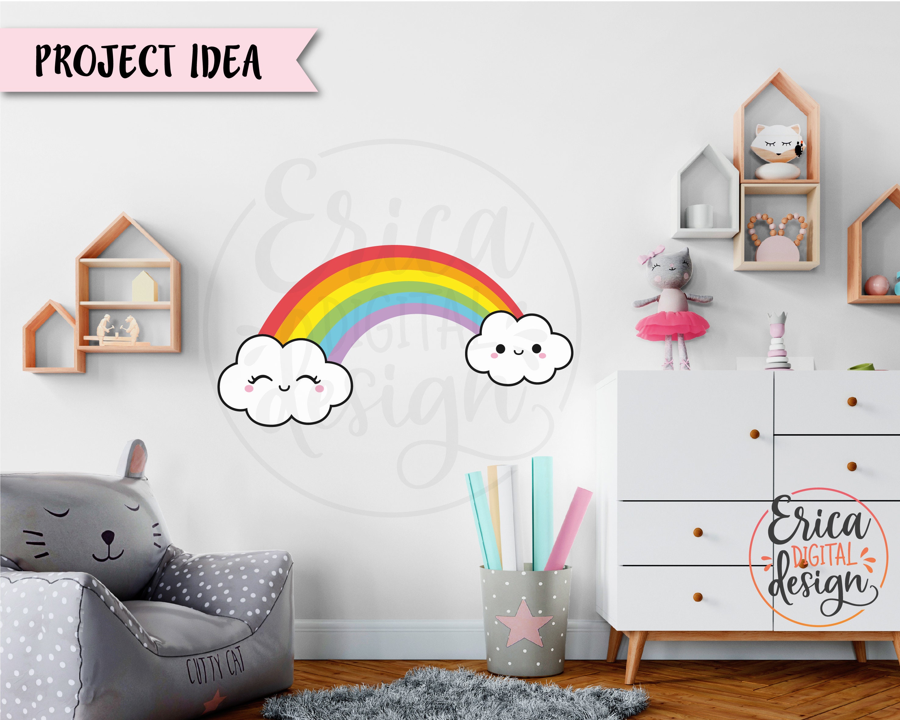 Rainbow Bundle SVG Cute Cloud Cut File Clouds Pastel Rainbow Clipart ...