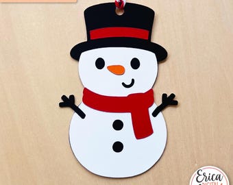 Schneemann Geschenkanhänger SVG Winter Schneemann Ornament Schnittdatei Cricut Silhouette Weihnachten Karton Papierhandwerk Urlaub Weihnachten Geschenk Name Tag Vorlage