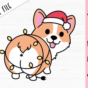 Christmas Corgi SVG Funny Christmas dog layered cut file Christmas lights Holidays shirt Cute baby bodysuit Silhouette Cricut Vinyl Iron on