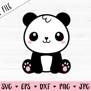 Carino bambino panda a strati SVG Kawaii panda taglio file cartone animato panda taglio bambini Cuttable Animale vettore DXF Silhouette Cameo Cricut Vinyl Camicia