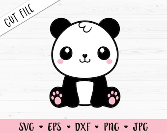 Cute baby panda layered SVG Kawaii panda cut file Cartoon panda cutting Kids Cuttable Animal vector DXF Silhouette Cameo Cricut Vinyl Shirt