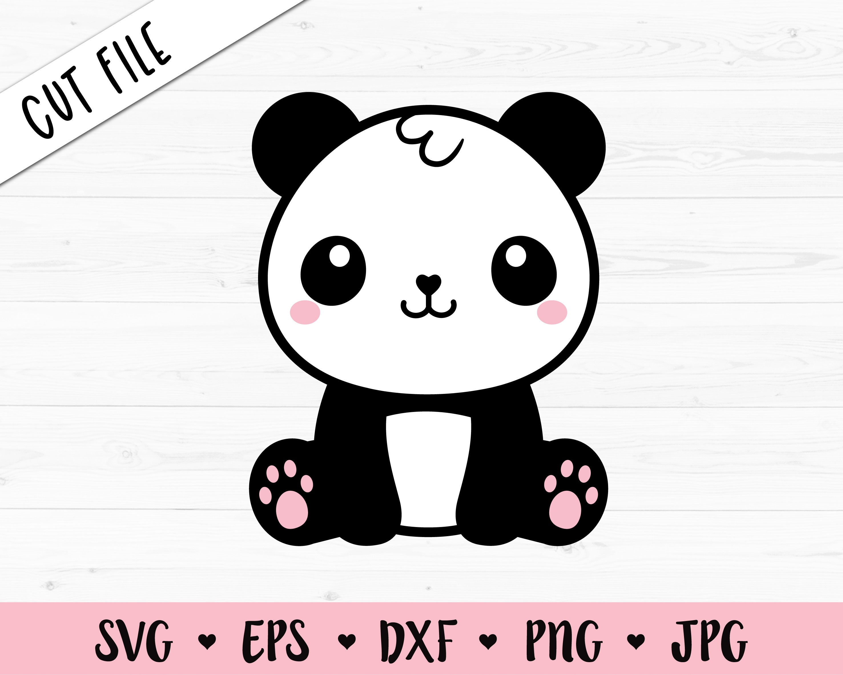 Cute baby panda layered SVG Kawaii panda cut file Cartoon panda cutting  Kids Cuttable Animal vector DXF Silhouette Cameo Cricut Vinyl Shirt