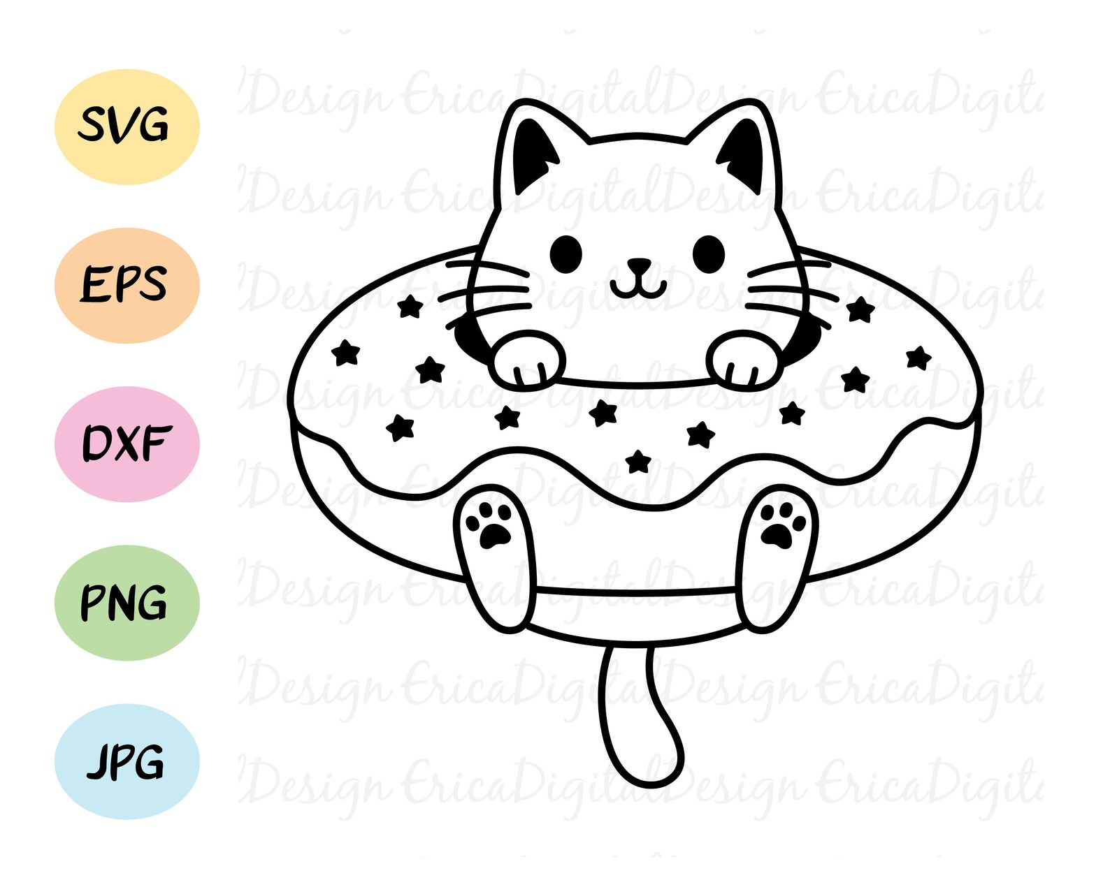 Раскраски Котик В Пончике - 69 фото